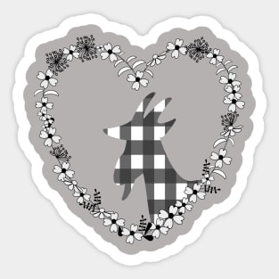 LIspe Gingham Goat in Wildflower Heart Sticker